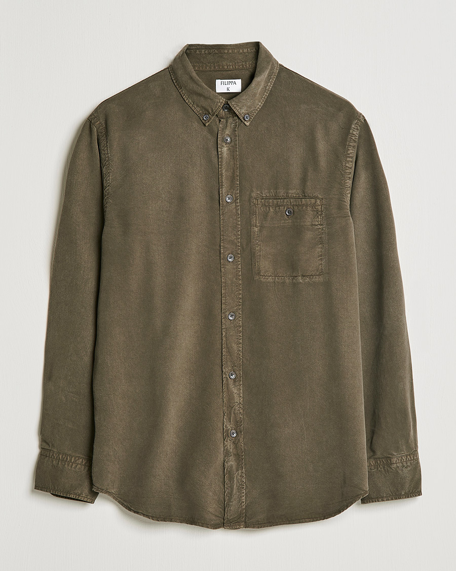 Men | Shirts | Filippa K | Zachary Tencel Shirt Dark Forest Green