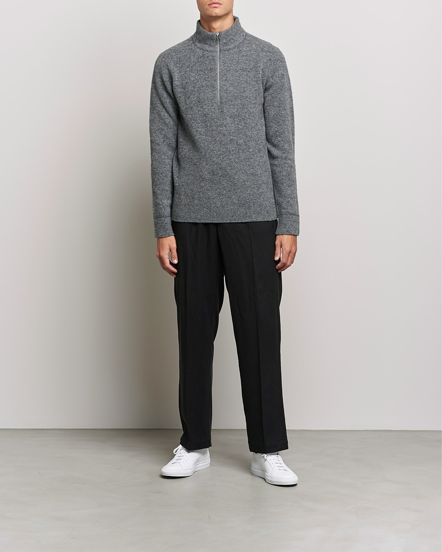 Men | Sweaters & Knitwear | Filippa K | Andrew Yak Zip Sweater Mid Grey Melange