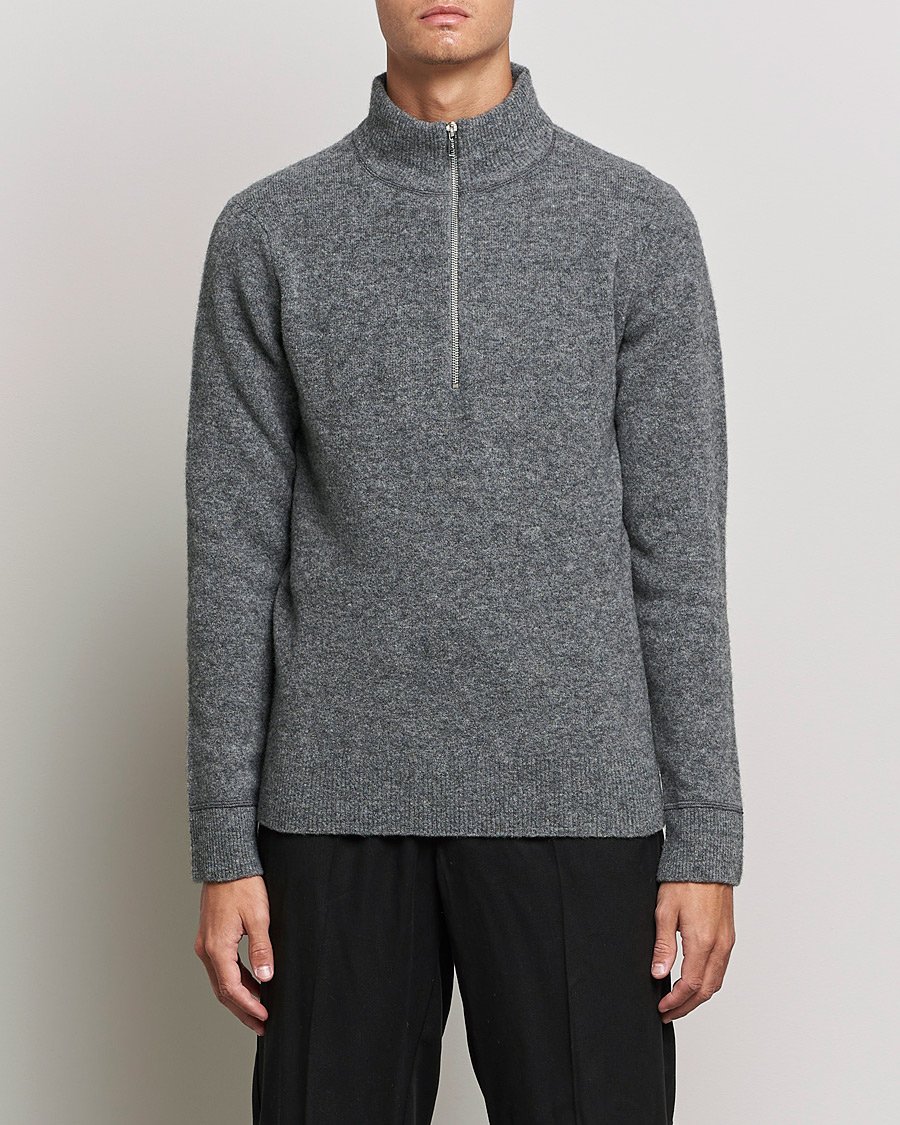 Men | Sweaters & Knitwear | Filippa K | Andrew Yak Zip Sweater Mid Grey Melange
