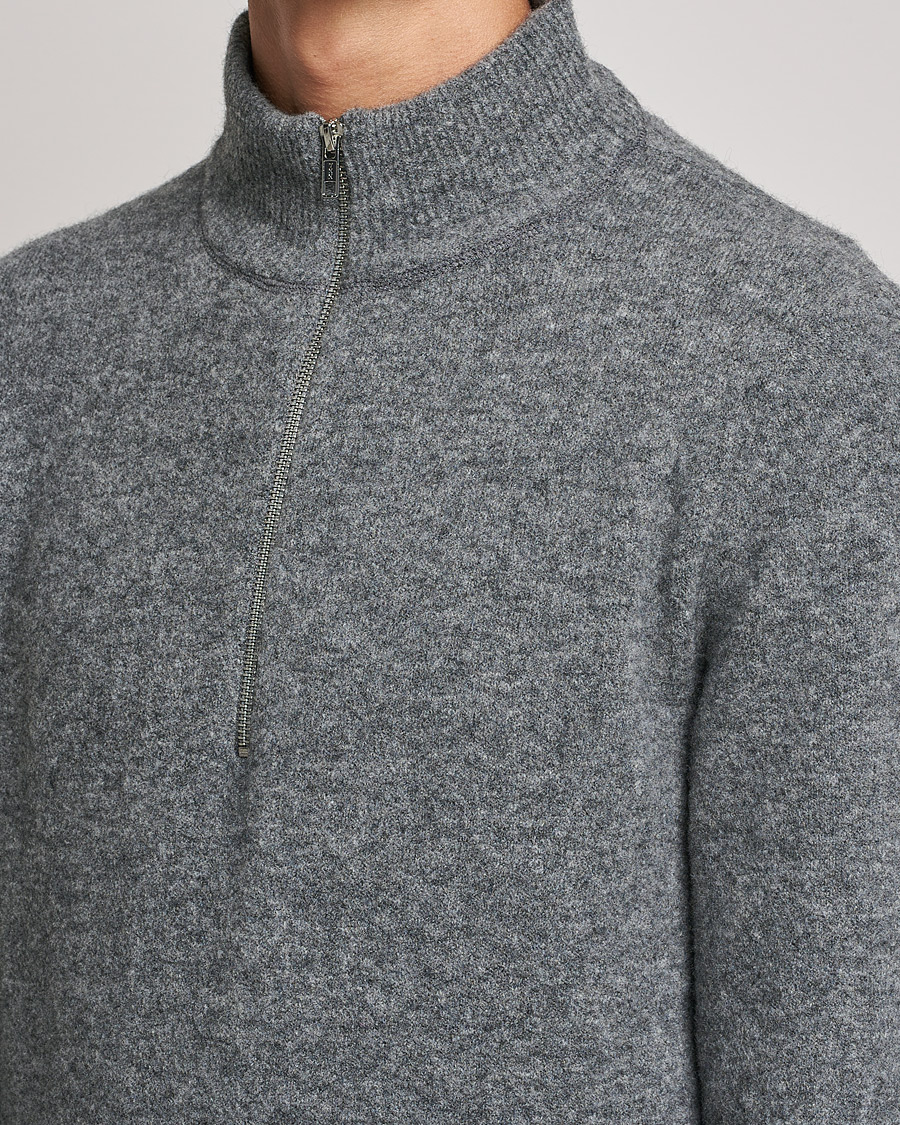 Men | Sweaters & Knitwear | Filippa K | Andrew Yak Zip Sweater Mid Grey Melange