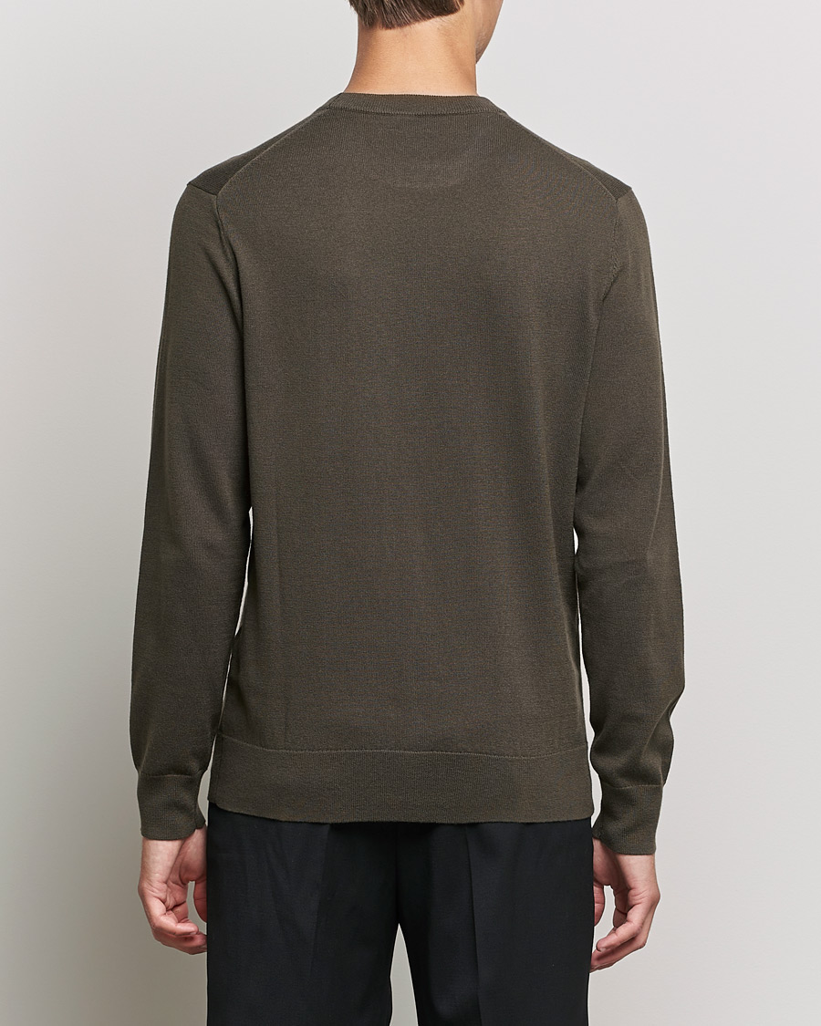 Men | Sweaters & Knitwear | Filippa K | Cotton Merion Sweater Dark Forest Green