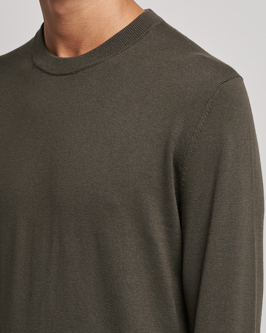 Men | Sweaters & Knitwear | Filippa K | Cotton Merion Sweater Dark Forest Green