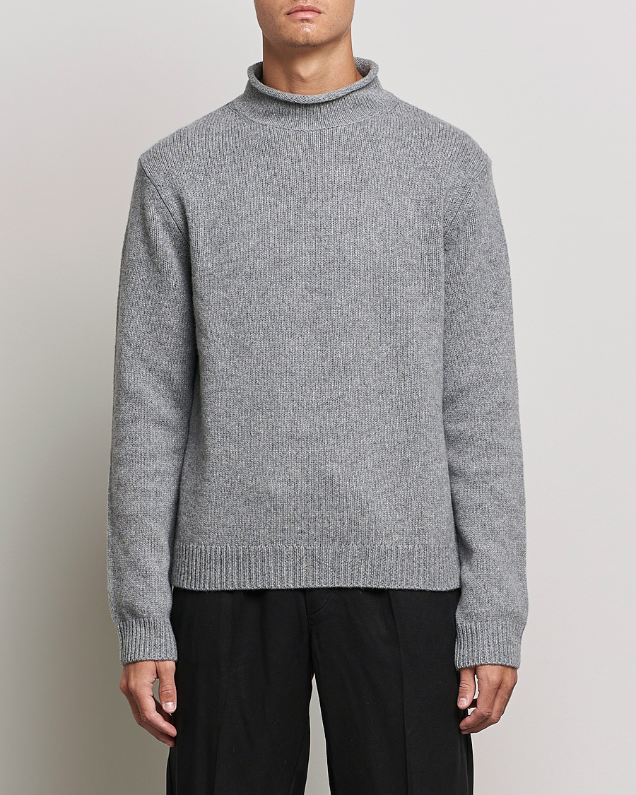Men | Sweaters & Knitwear | Filippa K | Milo Wool Cashmere Sweater Mid Grey Melange