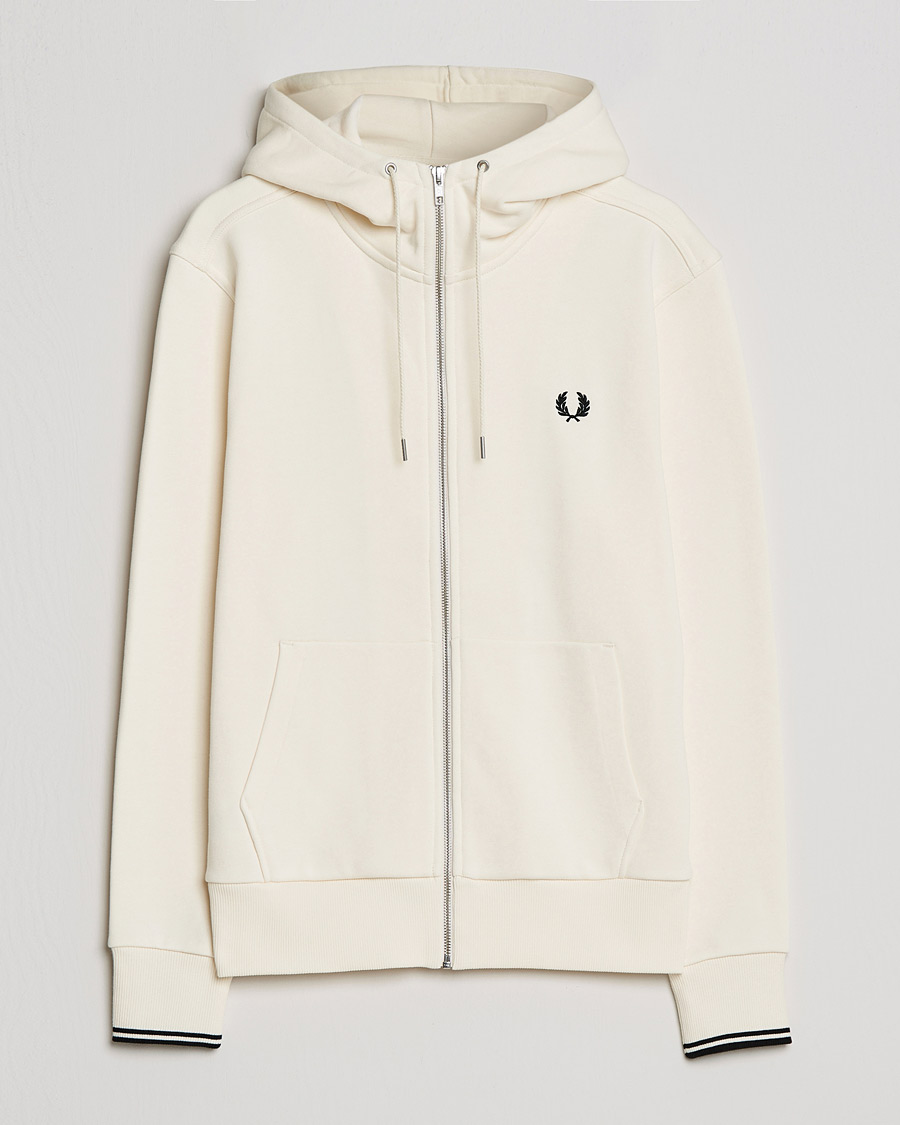 Men | Sweaters & Knitwear | Fred Perry | Hooded Zip Sweatshirt Ecru