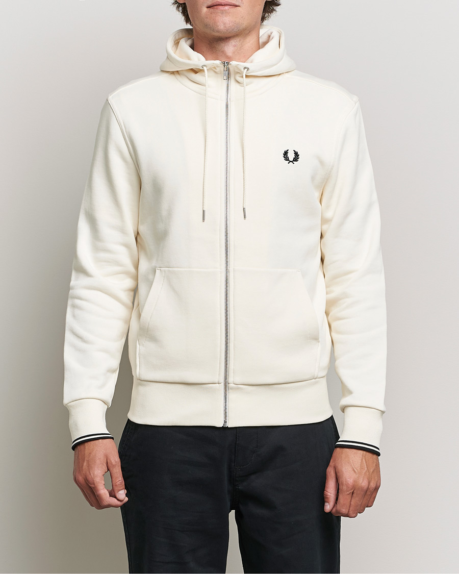Men | Sweaters & Knitwear | Fred Perry | Hooded Zip Sweatshirt Ecru