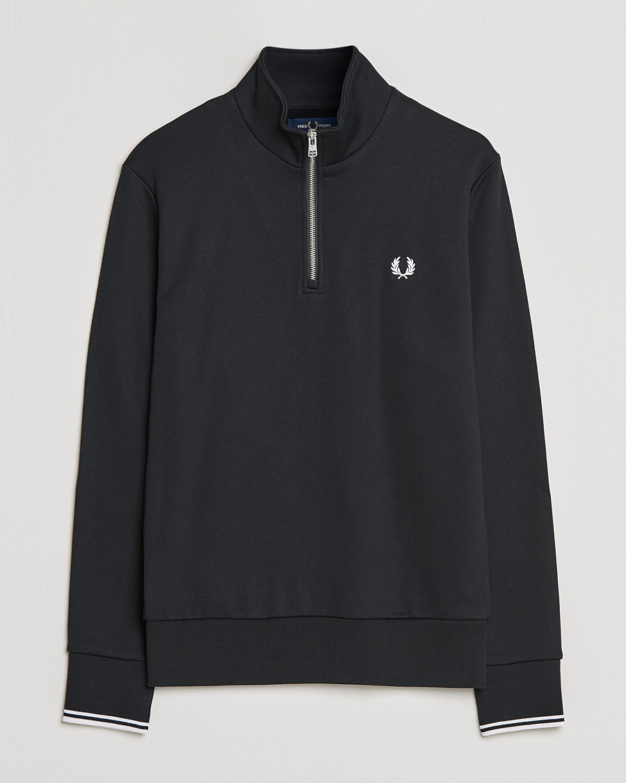 Men | Sweaters & Knitwear | Fred Perry | Half Zip Sweatshirt Black