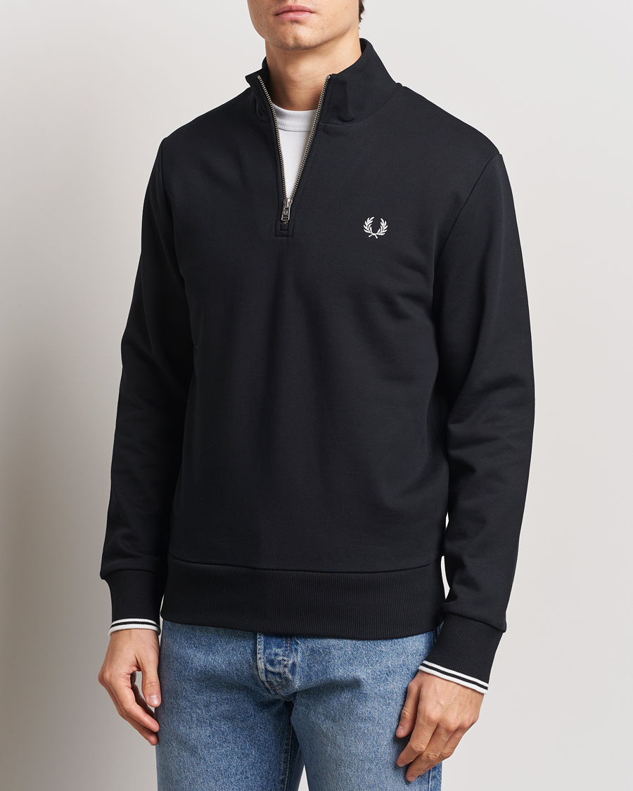 Men | Sweaters & Knitwear | Fred Perry | Half Zip Sweatshirt Black