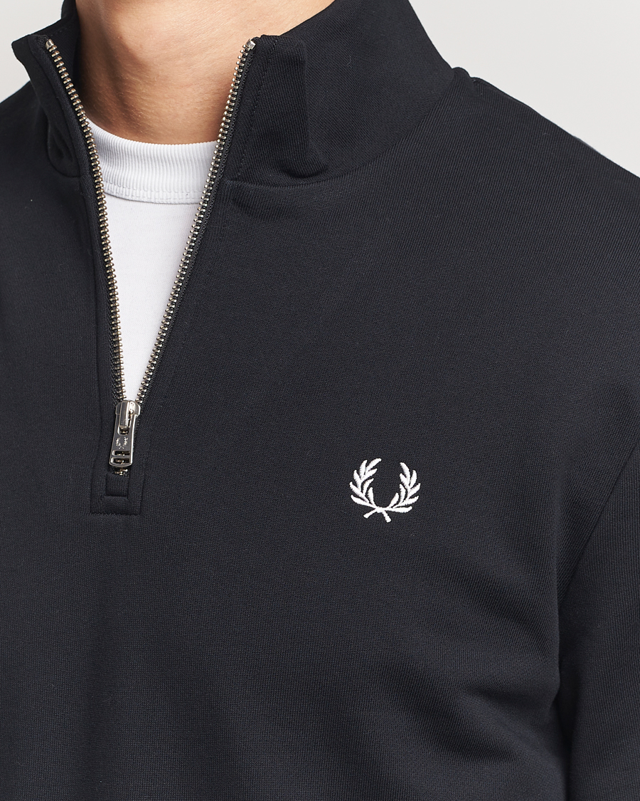 Men | Sweaters & Knitwear | Fred Perry | Half Zip Sweatshirt Black