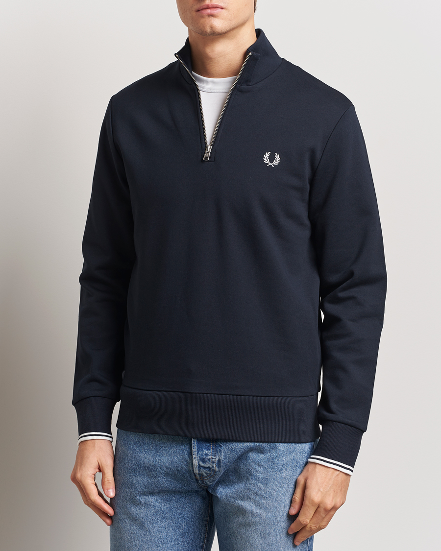 Men | Sweaters & Knitwear | Fred Perry | Half Zip Sweatshirt Navy