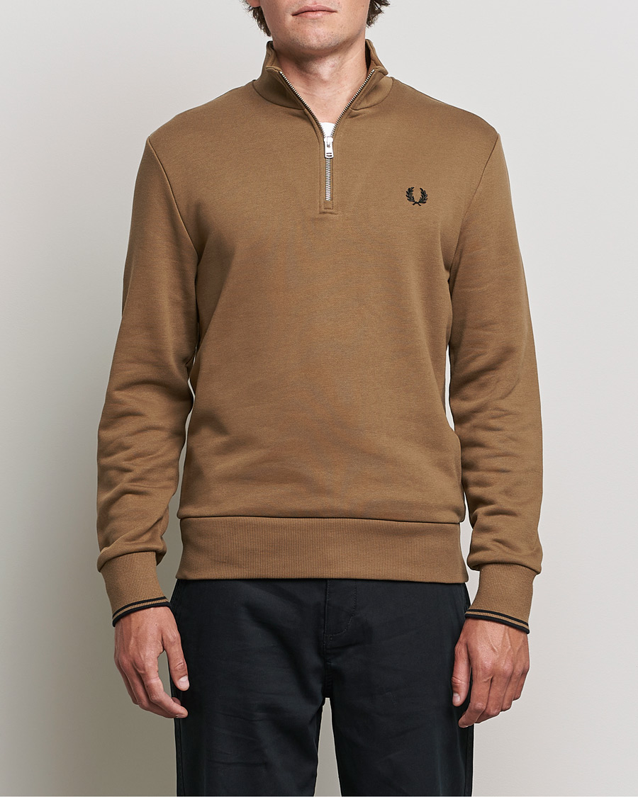 Fred Perry Half Zip Sweatshirt Shadded Stone at CareOfCarl.com
