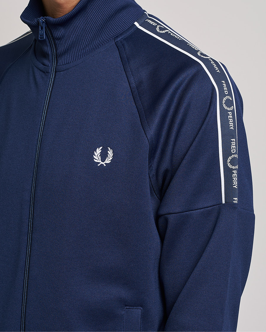 Men | Sweaters & Knitwear | Fred Perry | Tapped Sleeve Track Jacket Blue