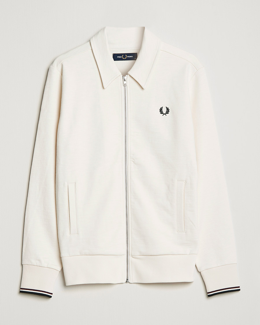 Men | Sweaters & Knitwear | Fred Perry | Zip Though Sweatshirt Ecru