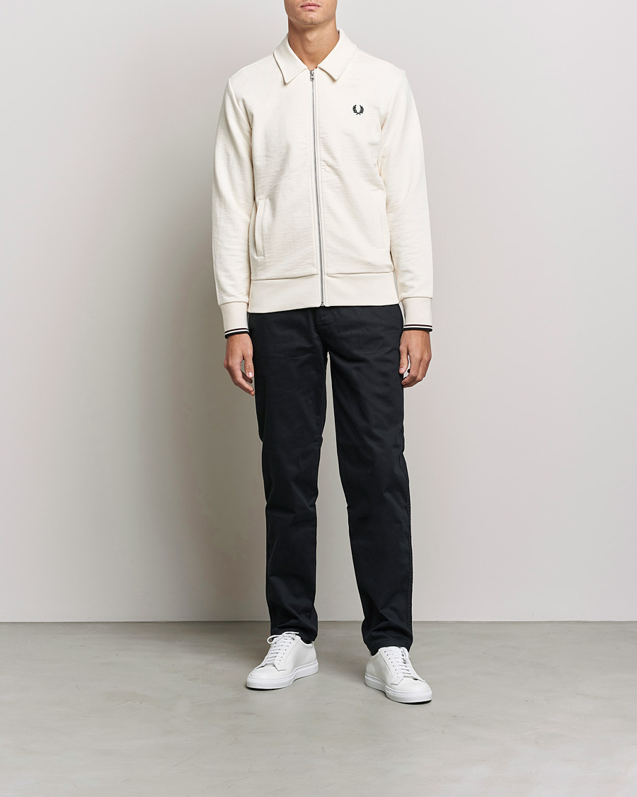 Men | Sweaters & Knitwear | Fred Perry | Zip Though Sweatshirt Ecru