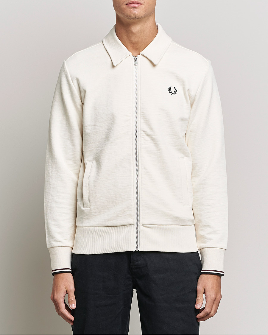 Men | Sweaters & Knitwear | Fred Perry | Zip Though Sweatshirt Ecru