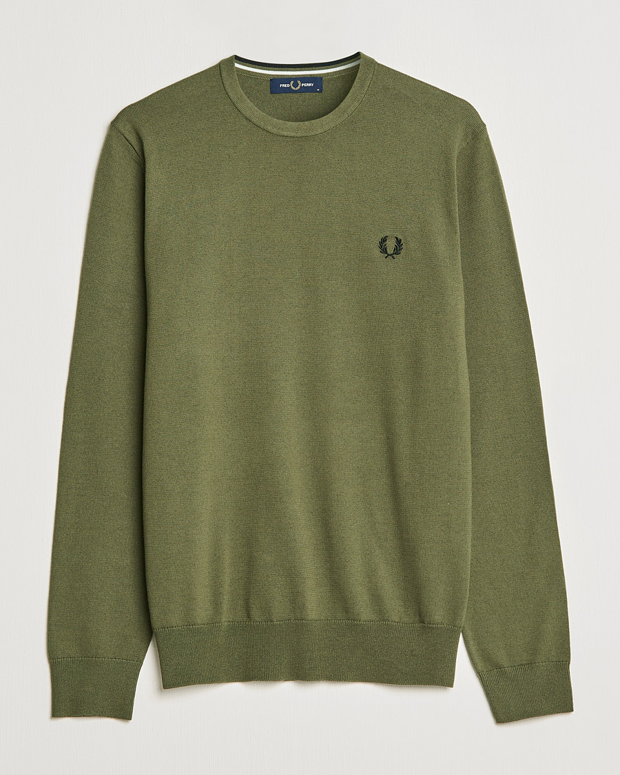 Men | Sweaters & Knitwear | Fred Perry | Classic Crew Neck Jumper Uniform Green