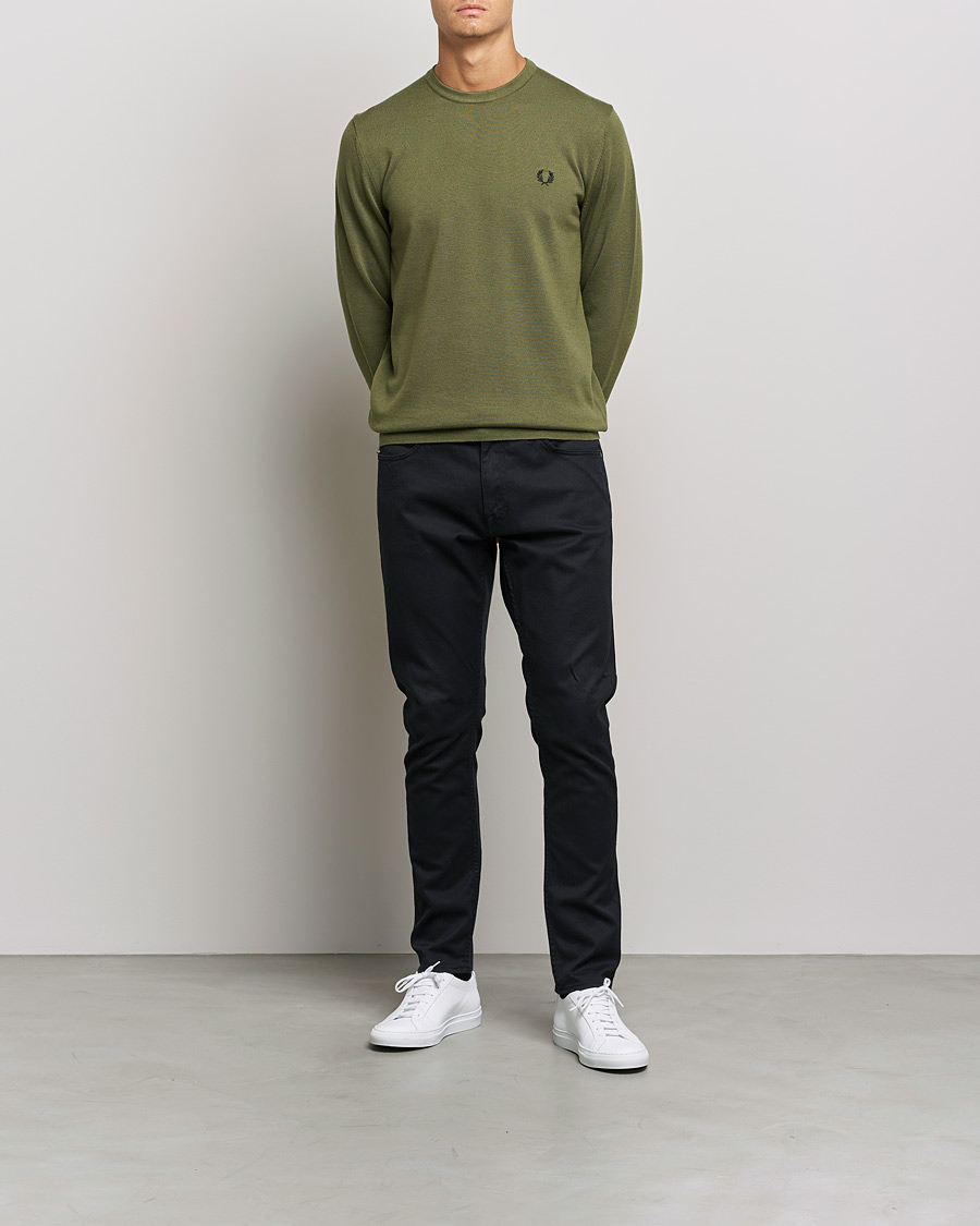 Men | Sweaters & Knitwear | Fred Perry | Classic Crew Neck Jumper Uniform Green