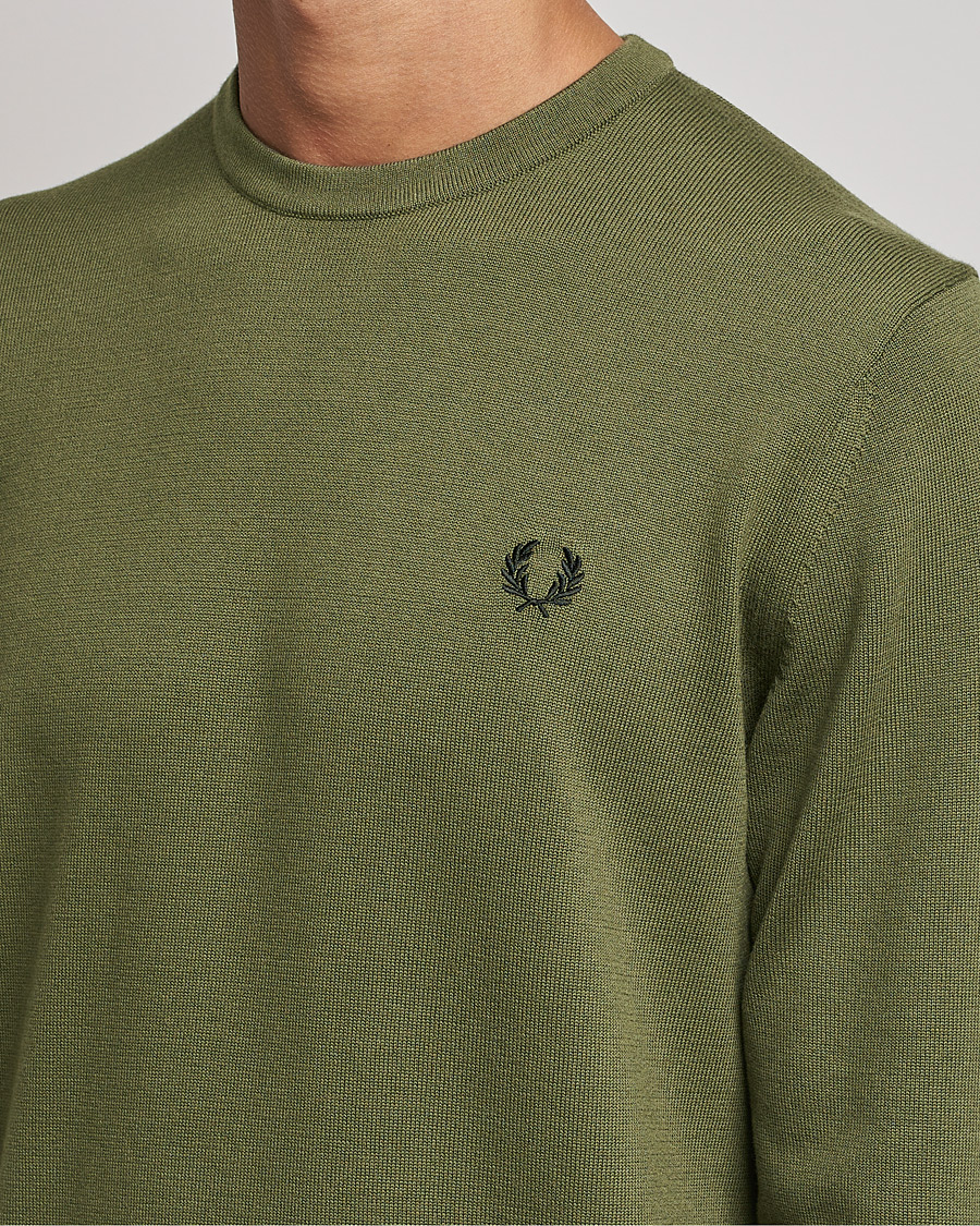 Men | Sweaters & Knitwear | Fred Perry | Classic Crew Neck Jumper Uniform Green