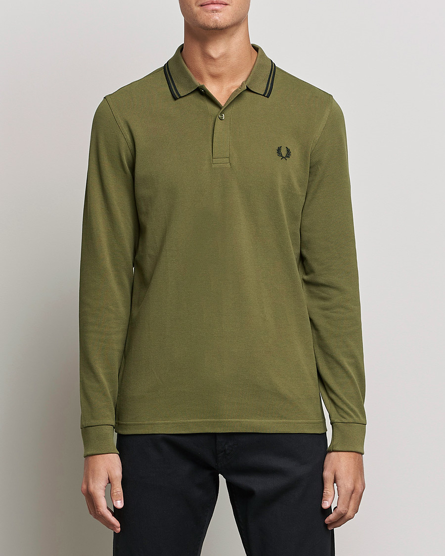 Men |  | Fred Perry | Long Sleeve Twin Tipped Shirt Uniform Green
