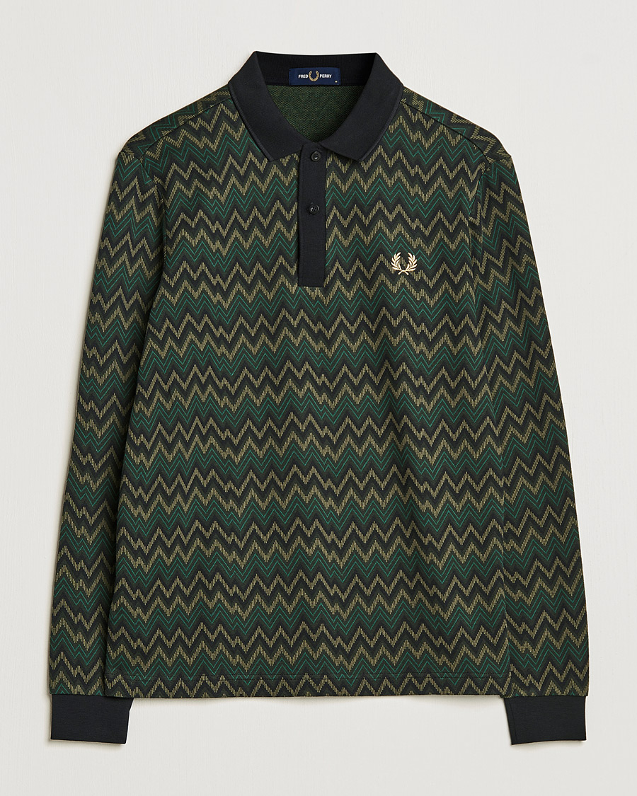 Men | Sweaters & Knitwear | Fred Perry | Jaquard Polo Shirt Night Green