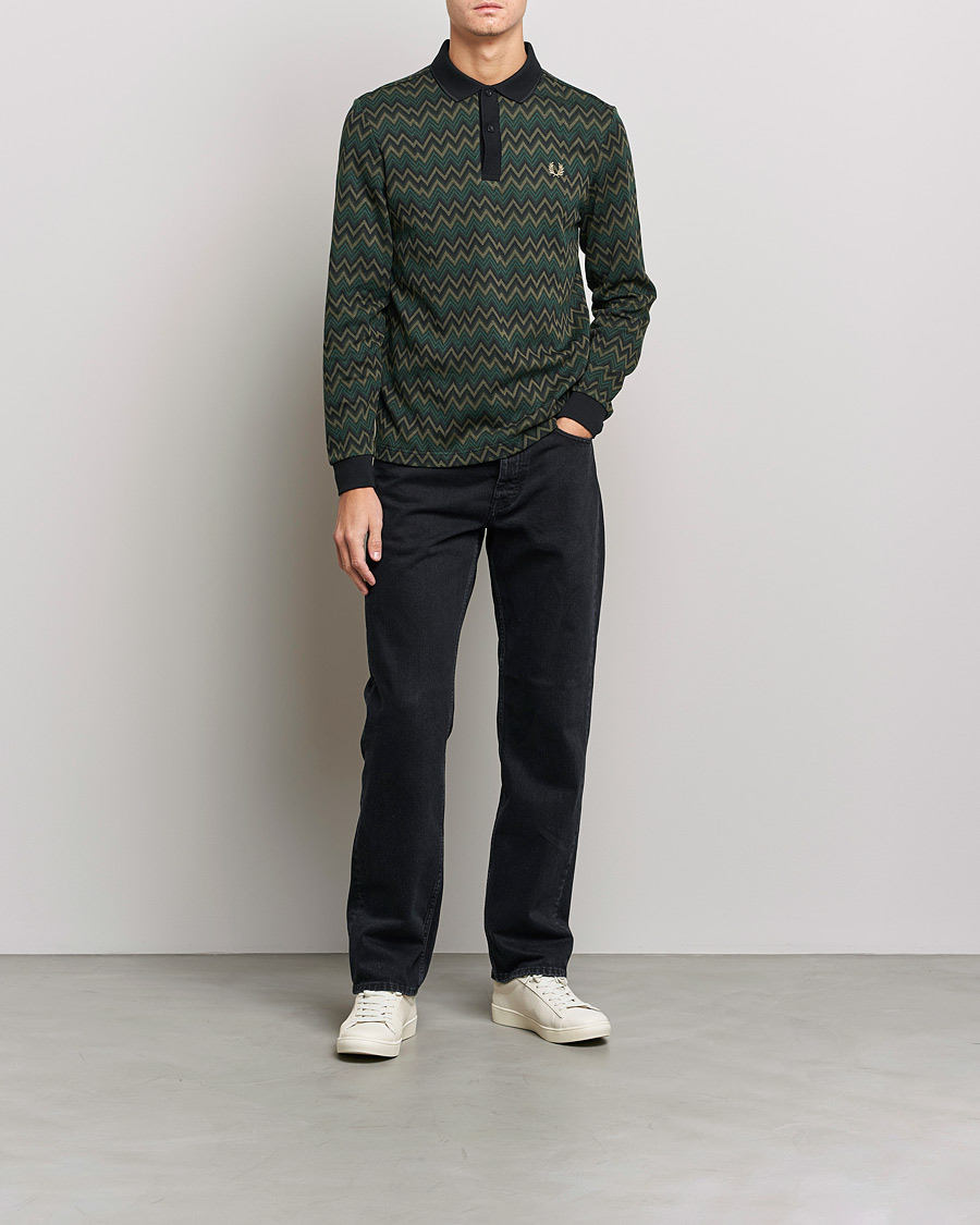 Men | Sweaters & Knitwear | Fred Perry | Jaquard Polo Shirt Night Green