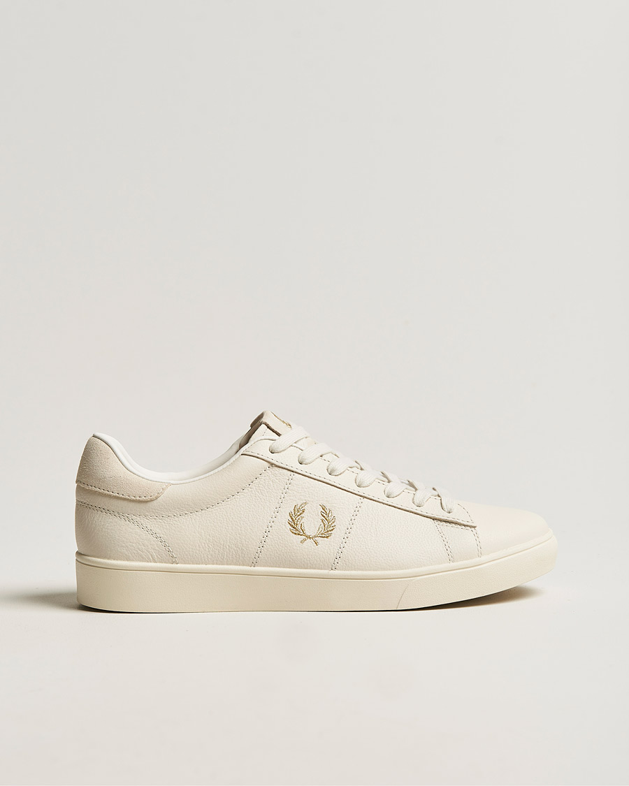 Men |  | Fred Perry | Spencer Tumbled Leather Sneaker Ecru