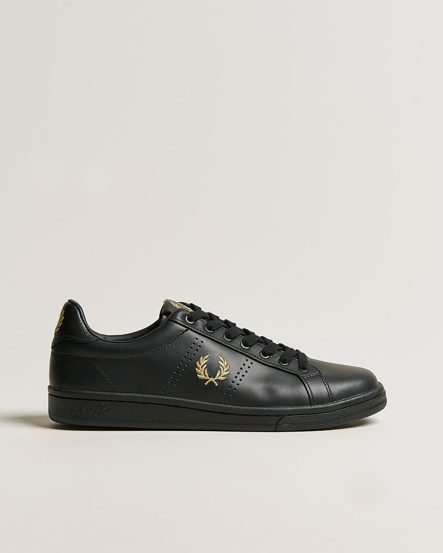 Men | Sneakers | Fred Perry | B721 Leather Tab Sneaker Black Gold