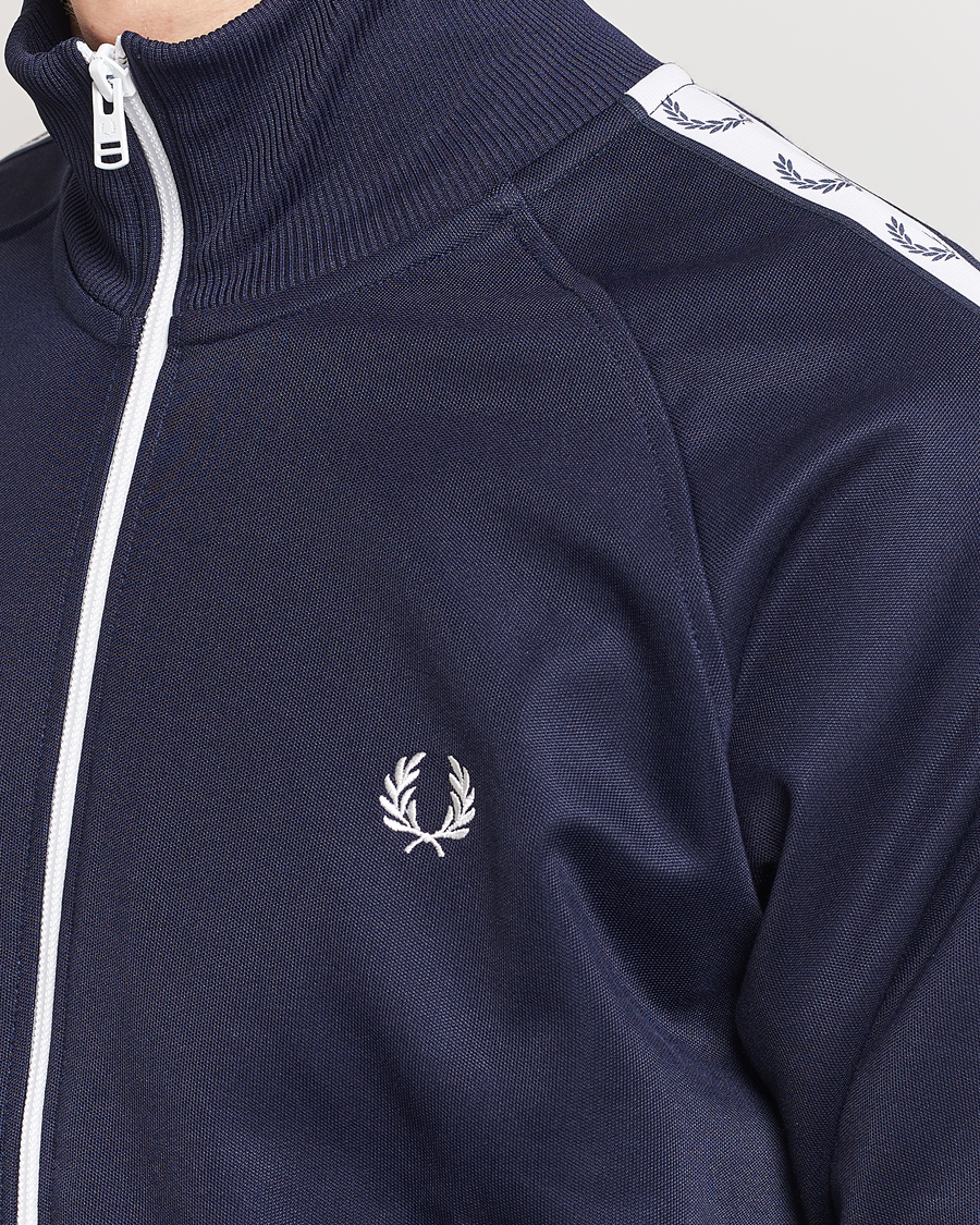 Men | Sweaters & Knitwear | Fred Perry | Taped Track Jacket Carbon blue