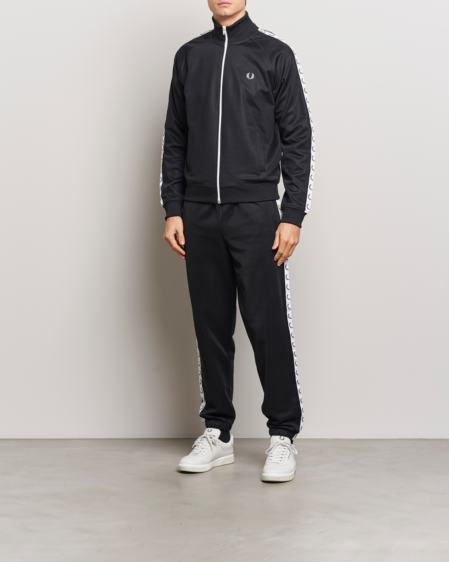 Men | Trousers | Fred Perry | Taped Track Pants Black