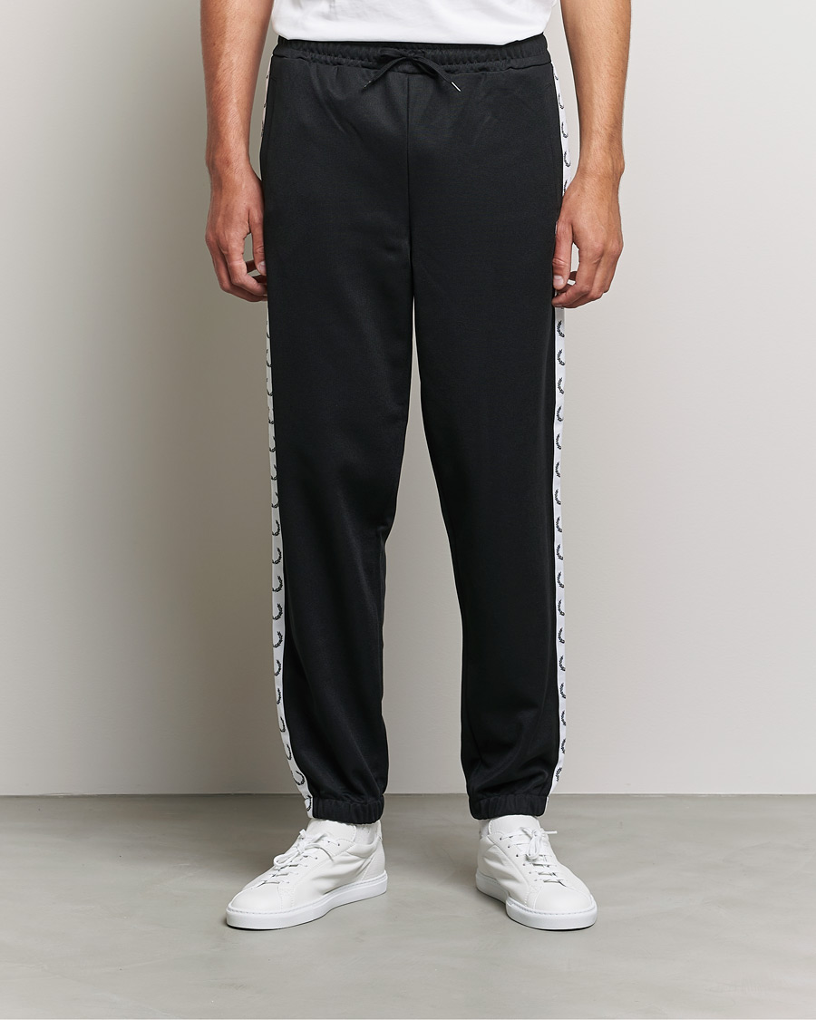 Men | Trousers | Fred Perry | Taped Track Pants Black