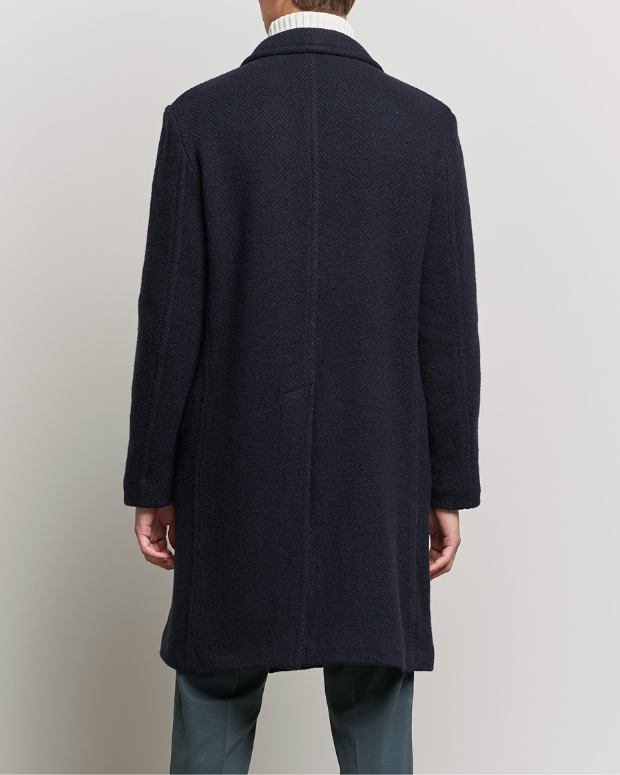 Men | Coats & Jackets | Massimo Alba | Oversize Wool Herringbone Coat Dark Navy