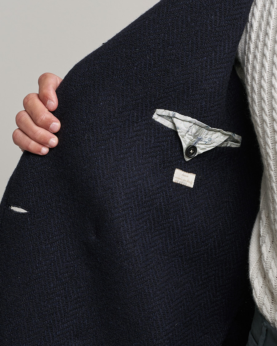 Men | Coats & Jackets | Massimo Alba | Oversize Wool Herringbone Coat Dark Navy