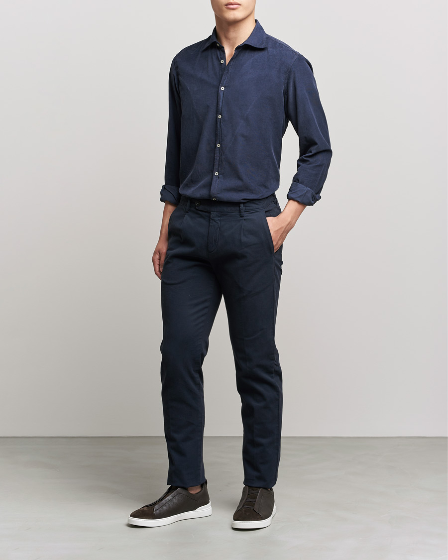 Men |  | Massimo Alba | Ionio Cotton/Cashmere Trousers Navy
