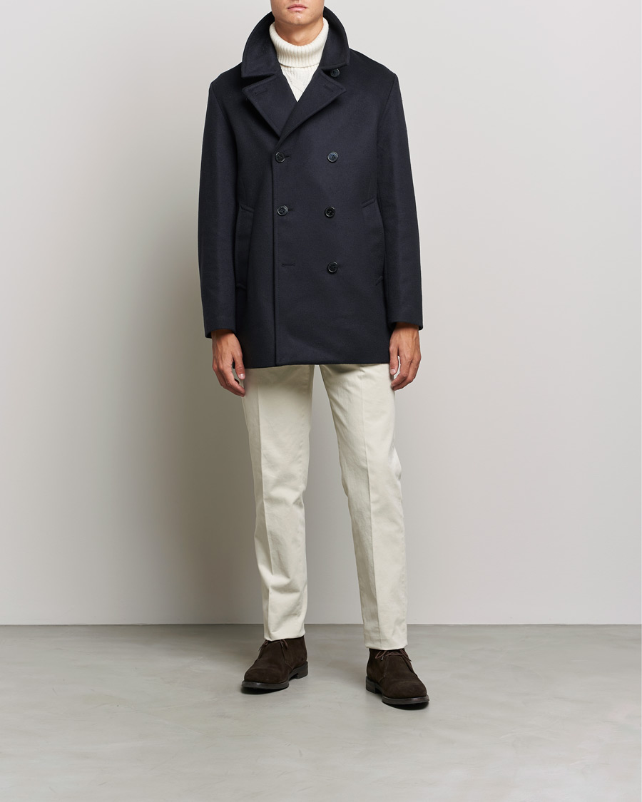 Men | Coats & Jackets | Mackintosh | Dalton Wool/Cashmere Peacoat Navy