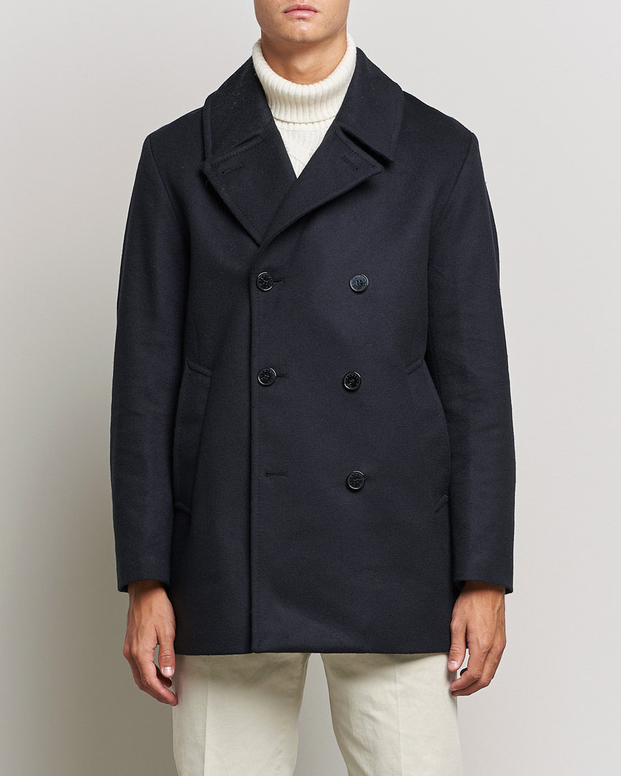 Men | Coats & Jackets | Mackintosh | Dalton Wool/Cashmere Peacoat Navy