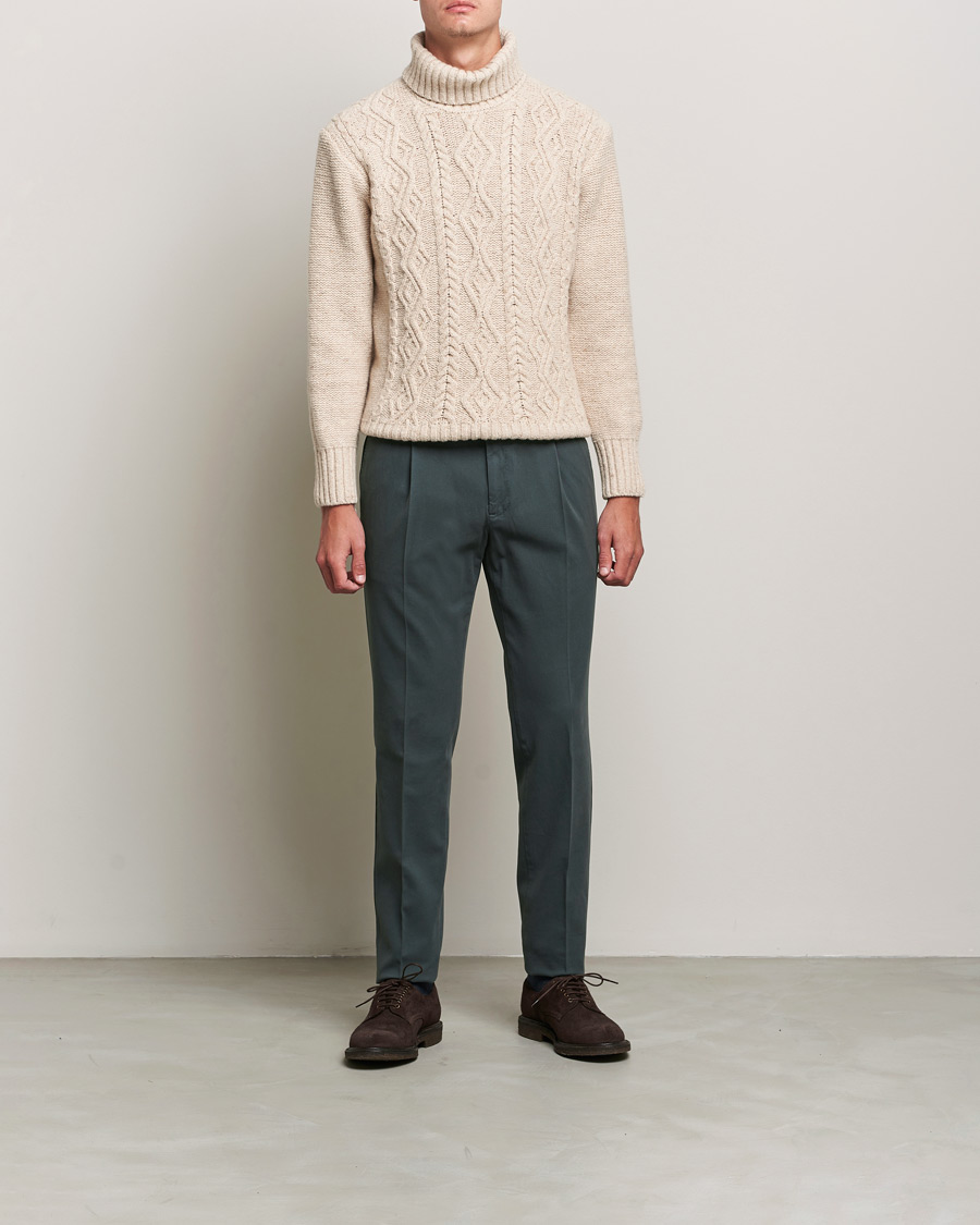 Men | Trousers | PT01 | Slim Fit Pleated Cotton Stretch Chinos Dark Grey