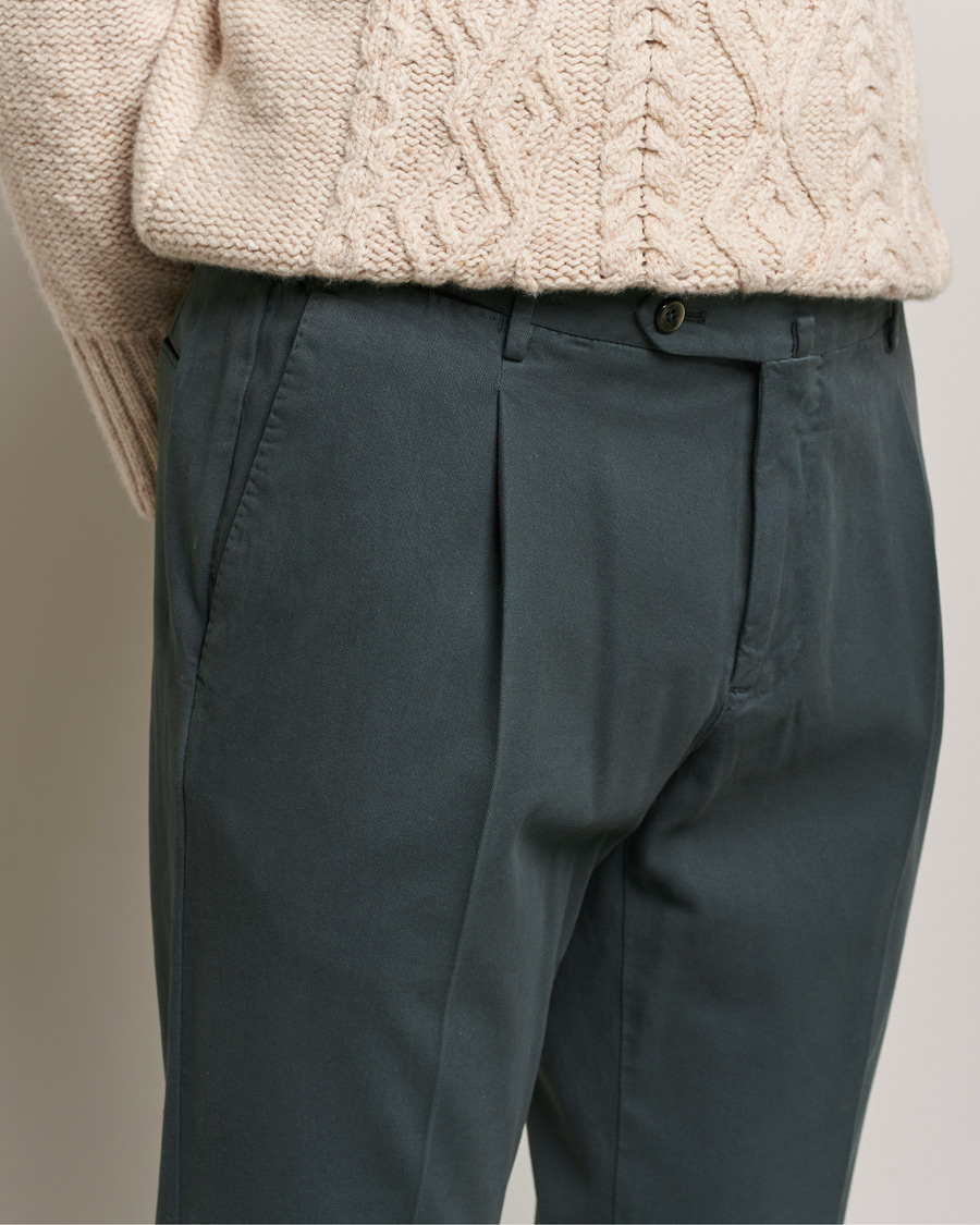 Men | Trousers | PT01 | Slim Fit Pleated Cotton Stretch Chinos Dark Grey