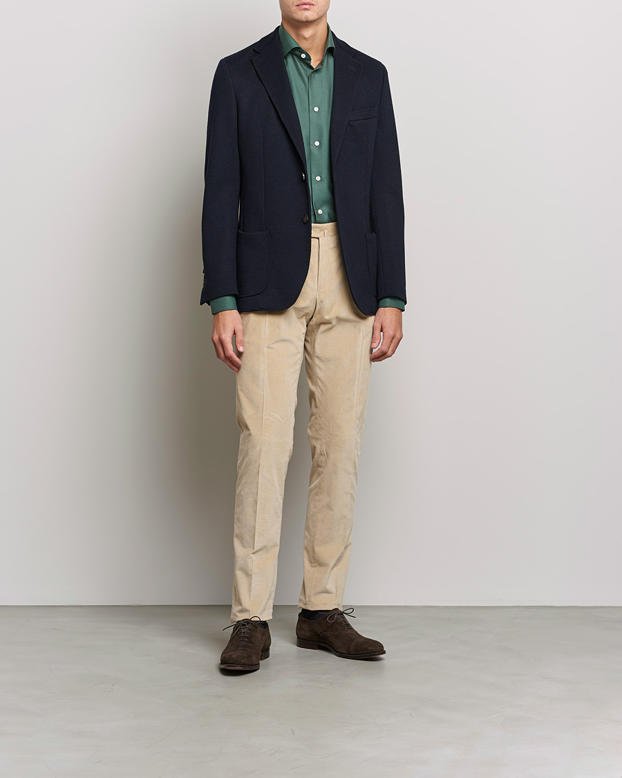 Men | Trousers | PT01 | Slim Fit Pleated Corduroy Trousers Light Beige