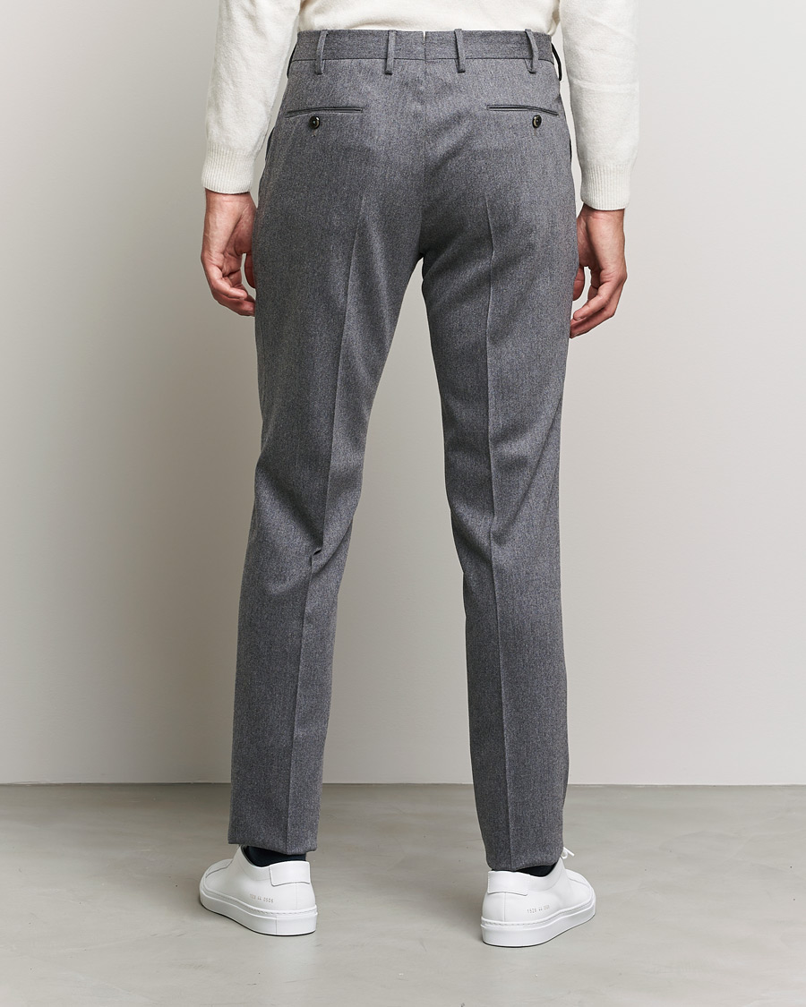 Men | Trousers | PT01 | Slim Fit Pleated Flannel Trousers Light Grey