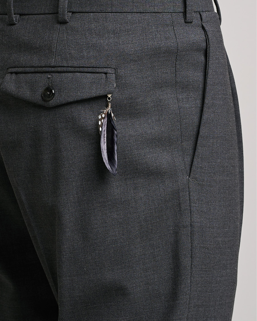 Men | Trousers | PT01 | Slim Fit Pleated Wool Trousers Dark Grey