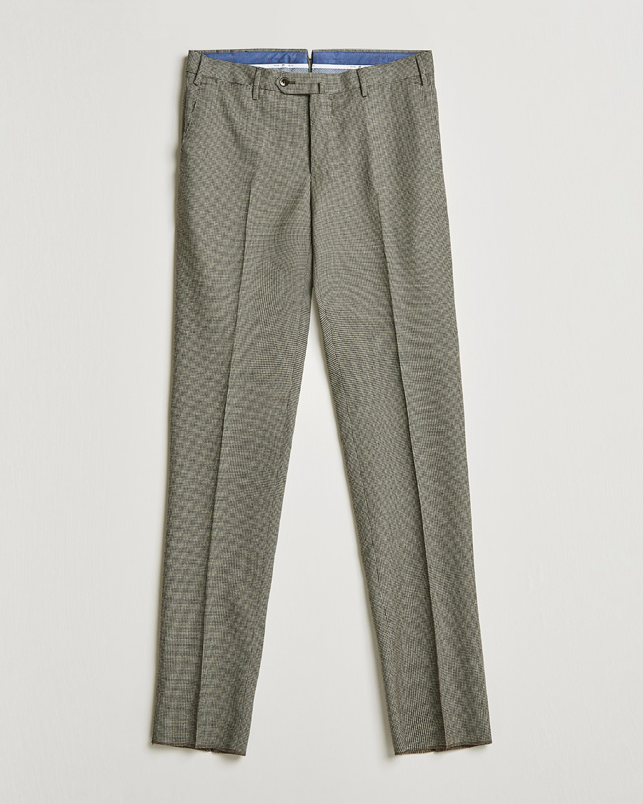 Men |  | PT01 | Slim Fit Houndstooth Flannel Trousers Brown