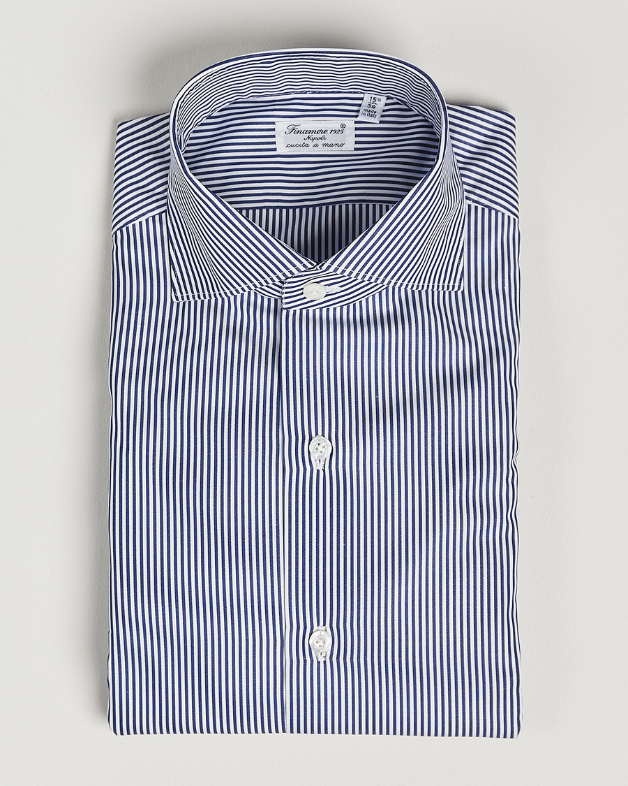 Men | Shirts | Finamore Napoli | Milano Slim Dress Shirt Light Blue Stripe