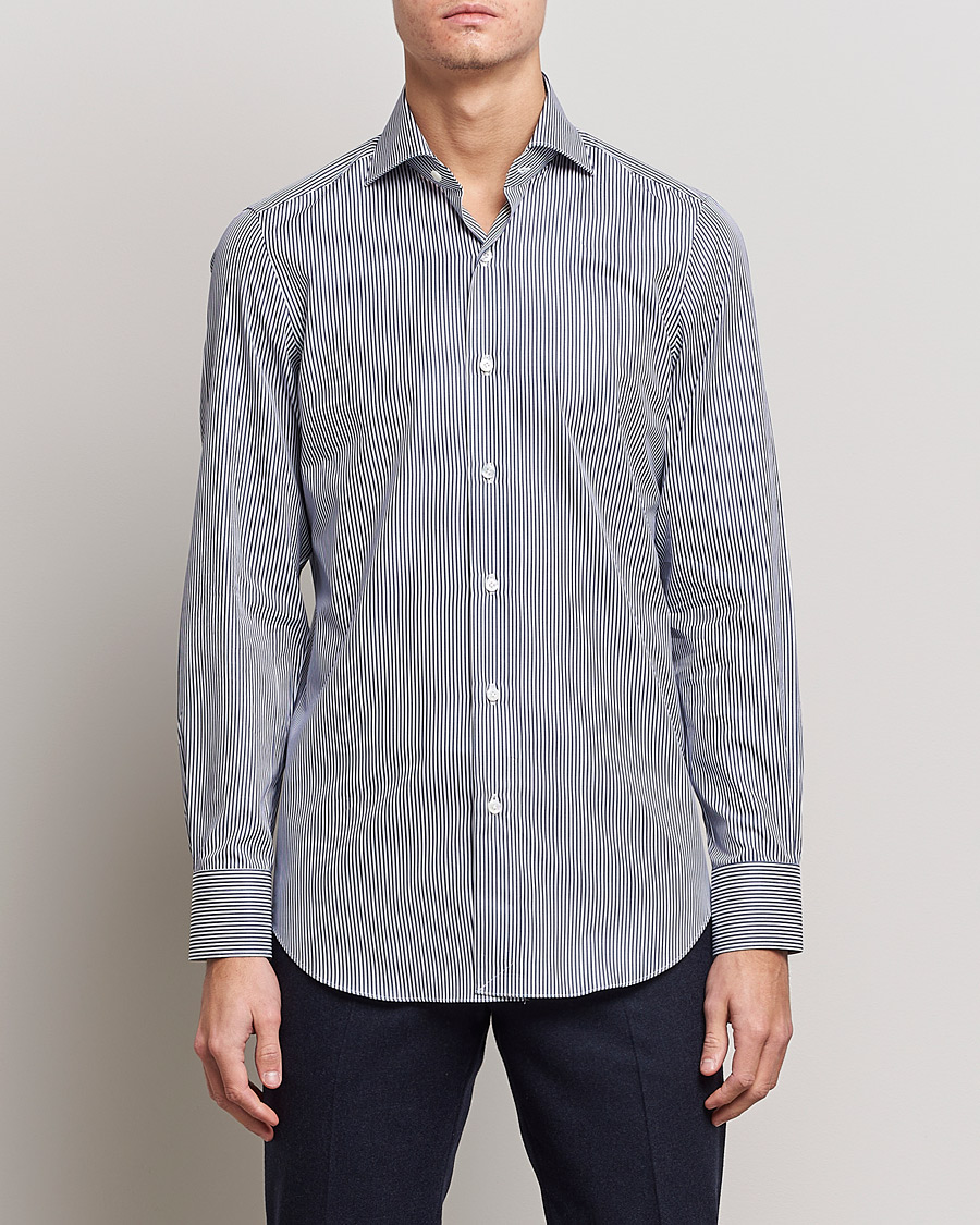 Men | Shirts | Finamore Napoli | Milano Slim Dress Shirt Light Blue Stripe