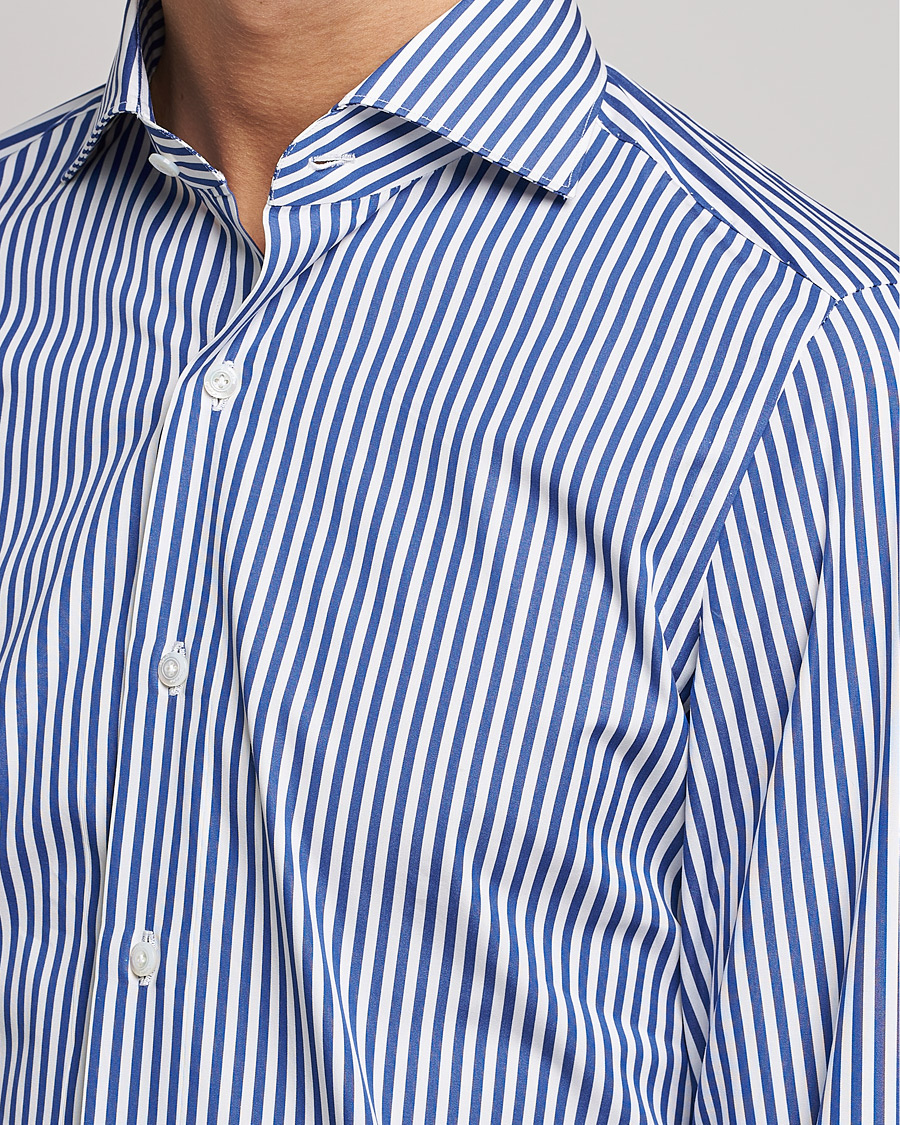 Men | Shirts | Finamore Napoli | Milano Slim Dress Shirt Blue Stripe