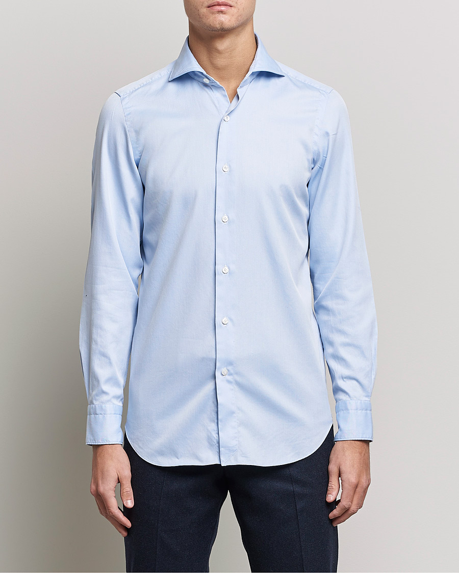 Men |  | Finamore Napoli | Milano Slim Washed Dress Shirt Light Blue