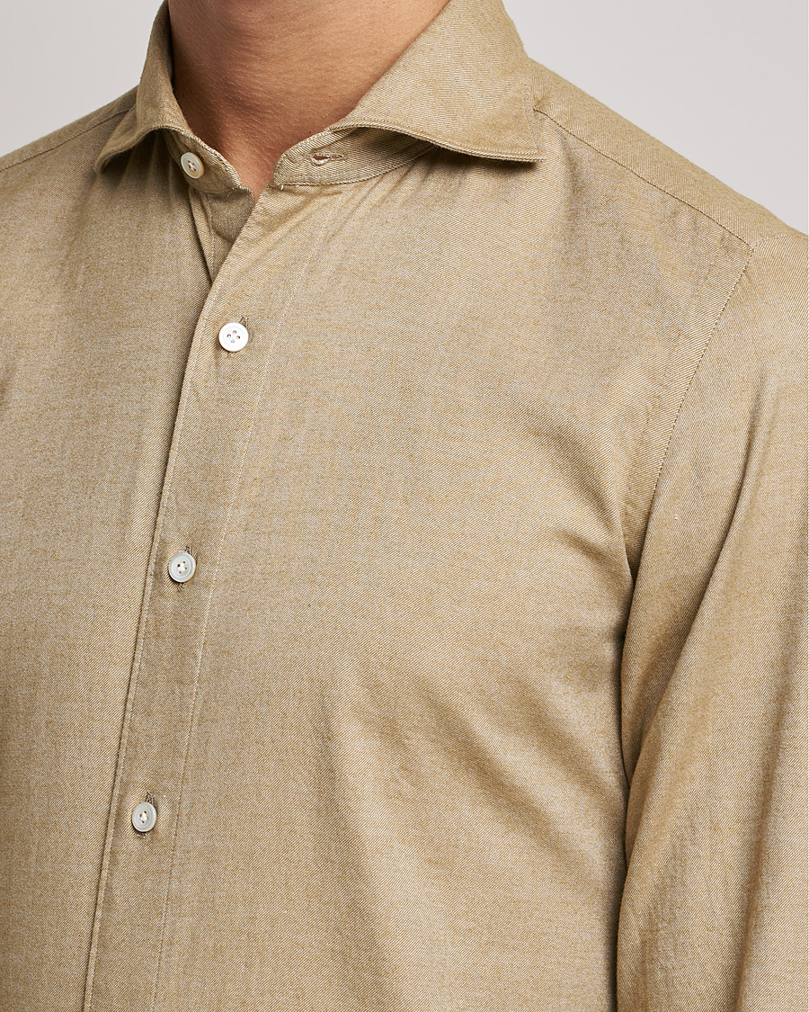 Men | Shirts | Finamore Napoli | Tokyo Slim Flannel Shirt Beige