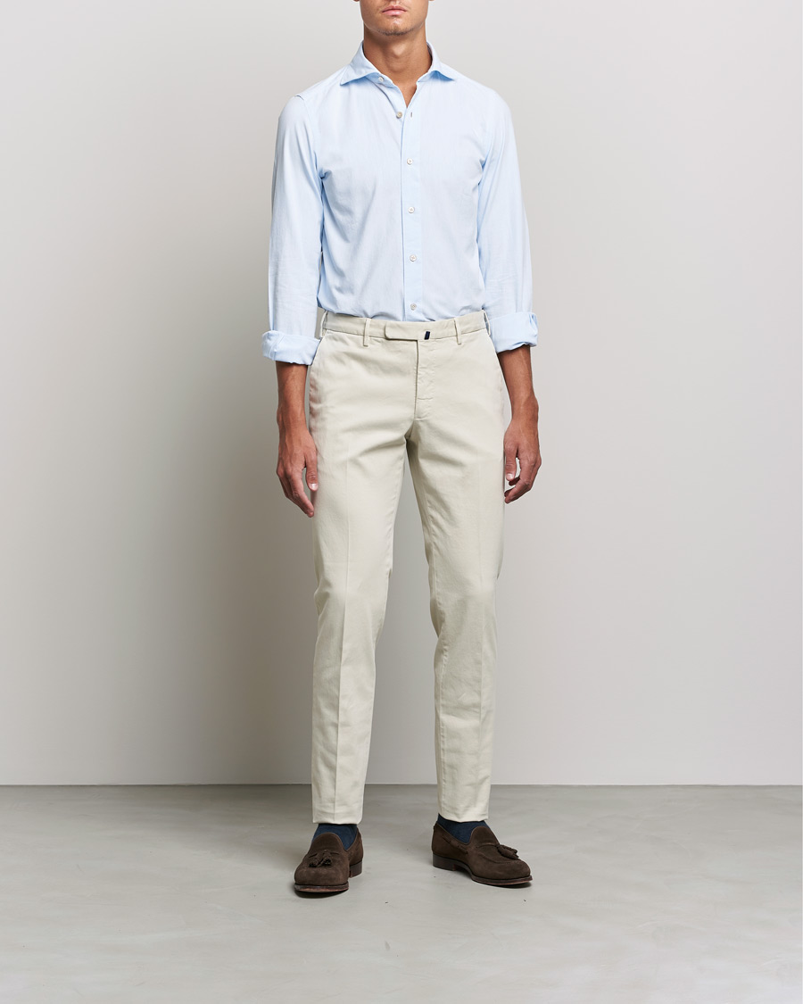 Men | Denim Shirts | Finamore Napoli | Tokyo Slim Original Chambray Shirt Light Blue
