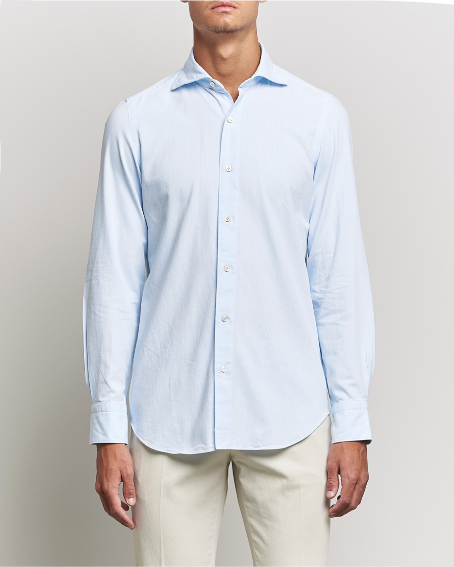 Men |  | Finamore Napoli | Tokyo Slim Original Chambray Shirt Light Blue
