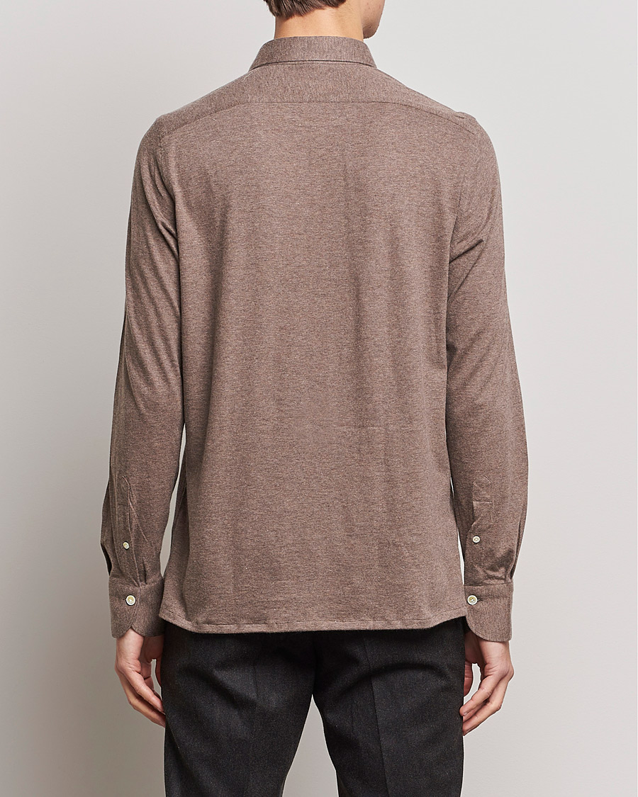 Men | Sweaters & Knitwear | Finamore Napoli | Orlando Cashmere Blend Long Sleeve Polo Brown