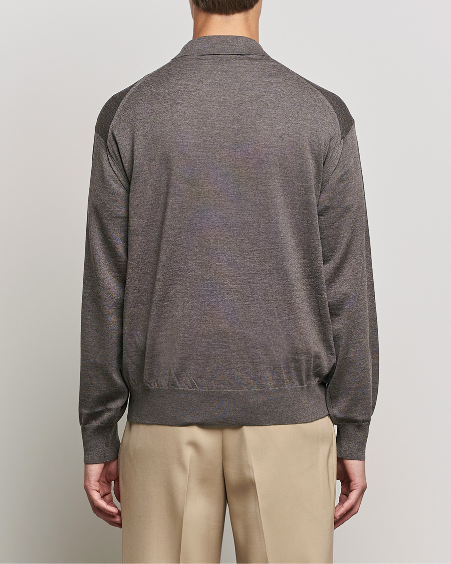 Men | Sweaters & Knitwear | Auralee | Knitted Wool Polo Dark Brown
