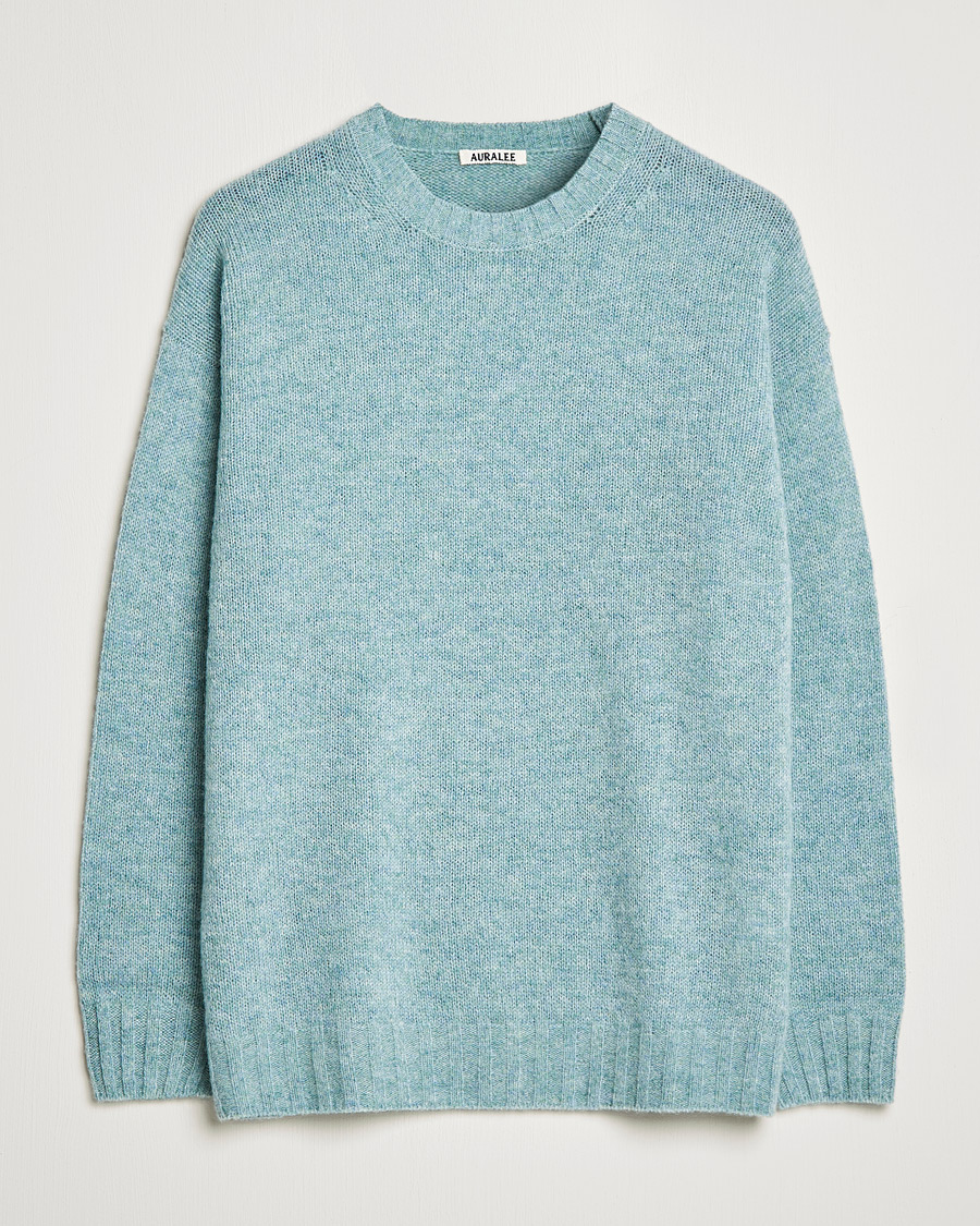 Men | New Brands | Auralee | Wool/Cashmere Crewneck Knit Top Blue Green
